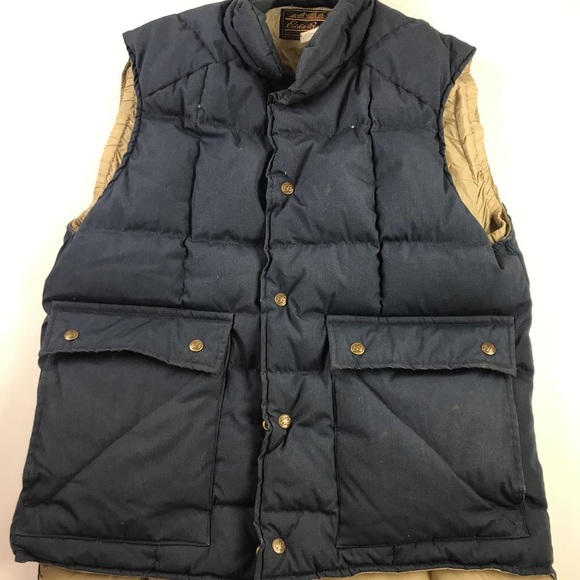 Eddie Bauer Mens Puffer Vest Black Goose Down L - Picture 1 of 5